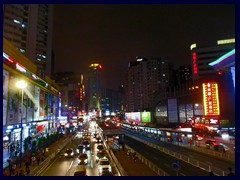 The bus long station of Gangding, typical for Guangzhou with its ticket area. This is Tianhe Road with large shopping malls, restaurants and entertainment.